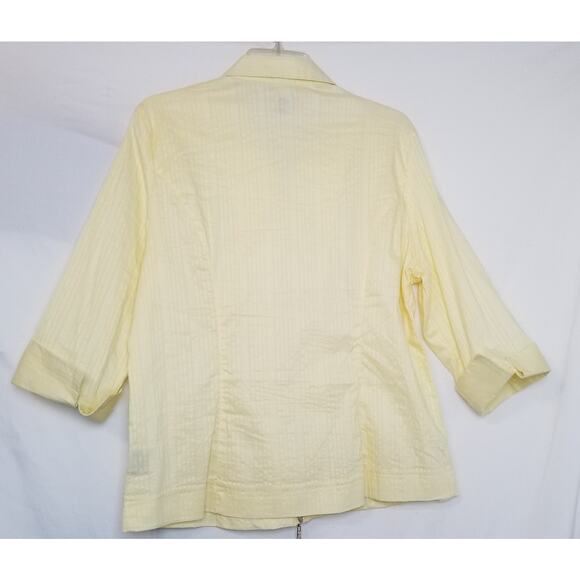 FADED GLORY Yellow Zip-Up Collared 3/4-Cuffed Sleeve Stretch Top Size XL (16/18) - Picture 4 of 10